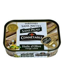 Sardines à l&rsquo;Huile d&rsquo;Olive Vierge Extra Sans Peau et Sans Arête Connétable 140 g